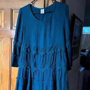 Elegant Teal Lace Trim Top